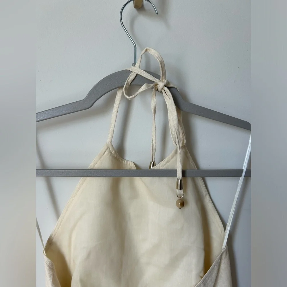 House of Harlow 1960 cream floral Halter & Wide Leg pant Set - Picture 3 of 6